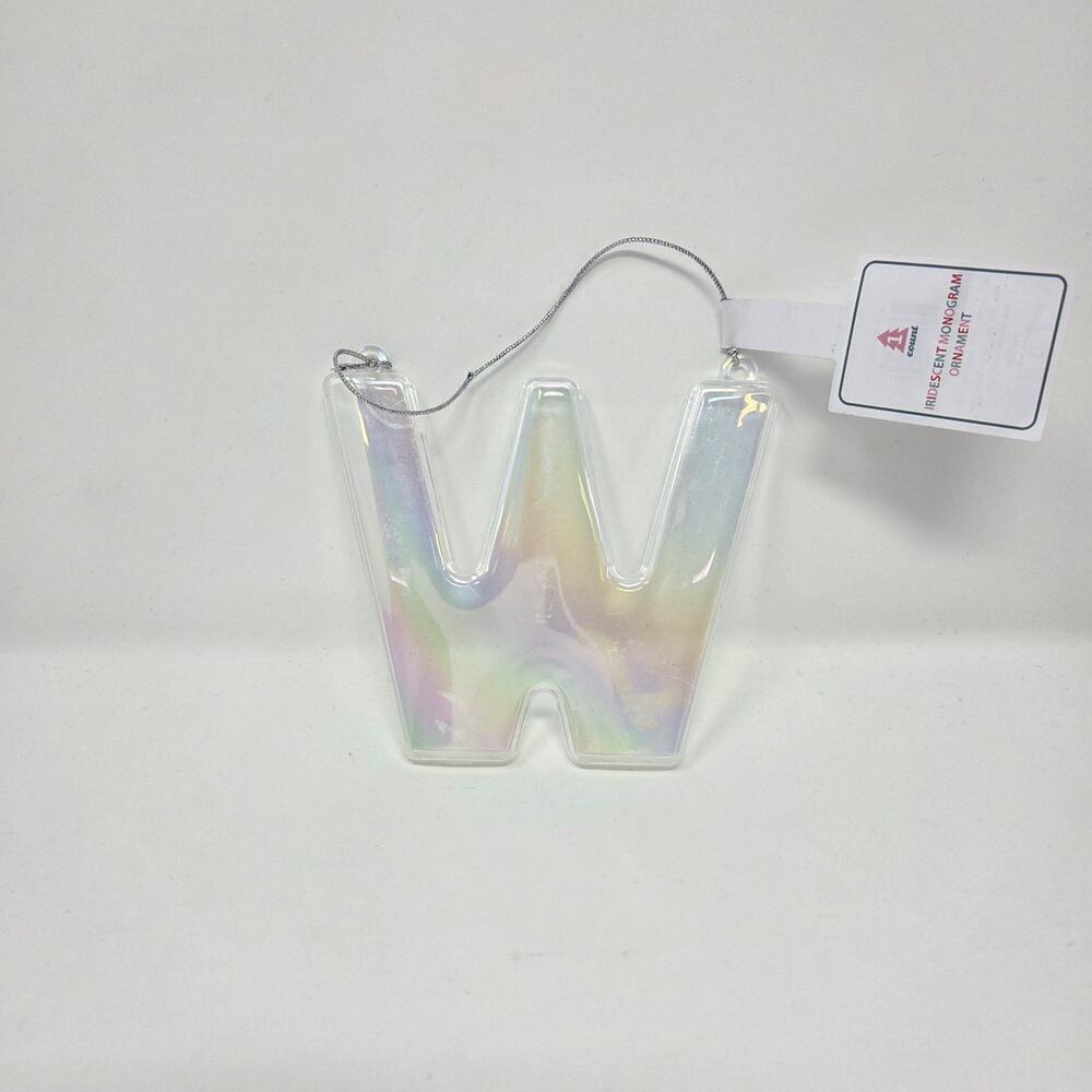 W Iridescent Monogram Initial Christmas Ornament
